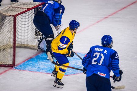 Kiev, Ukraine - December 17, 2019: ice hockey u20 world championship Ukraine - Ukraine VS Italyのeditorial素材