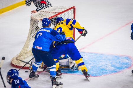 Kiev, Ukraine - December 17, 2019: ice hockey u20 world championship Ukraine - Ukraine VS Italyのeditorial素材