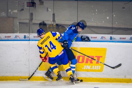 Kiev, Ukraine - December 17, 2019: ice hockey u20 world championship Ukraine - Ukraine VS Italyのeditorial素材