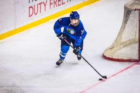 Kiev, Ukraine - December 17, 2019: ice hockey u20 world championship Ukraine - Ukraine VS Italy