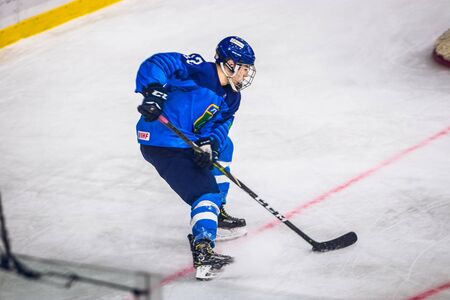 Kiev, Ukraine - December 17, 2019: ice hockey u20 world championship Ukraine - Ukraine VS Italyのeditorial素材