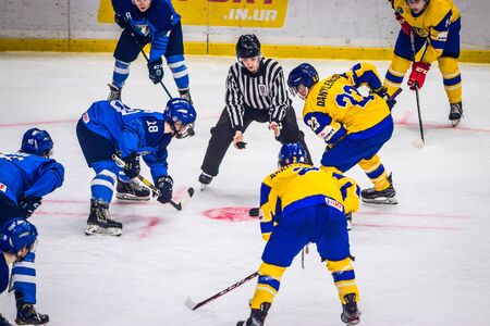 Kiev, Ukraine - December 17, 2019: ice hockey u20 world championship Ukraine - Ukraine VS Italyのeditorial素材