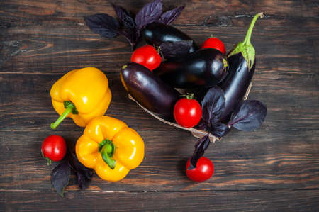 Composition with variety of raw fresh vegetables.の写真素材