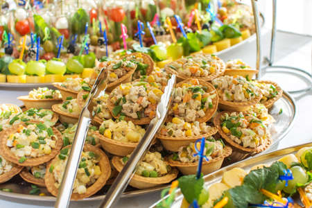 Delicacies and snacks at a buffet or Banquet. Catering. Selective focusの写真素材