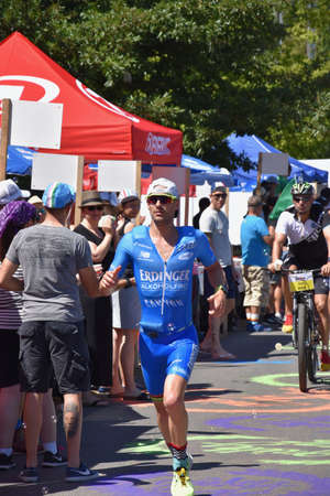 Patrick Lange, Ironman World Champion during Ironman Germany Race in 2018のeditorial素材
