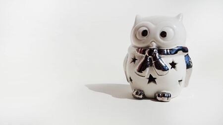 Happy Holiday Owl 102 on a white backgroundの写真素材