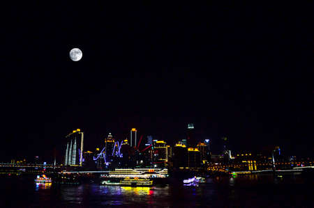 he night view of Chongqing in the moonlightの写真素材