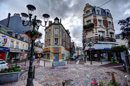 City of Deauville, France, square in Trouvilleのeditorial素材