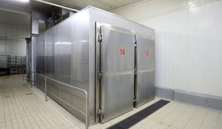 Large metal industrial fridge with number 16の写真素材
