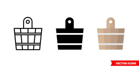 Sauna bucket icon of 3 types. Isolated vector sign symbol.のイラスト素材