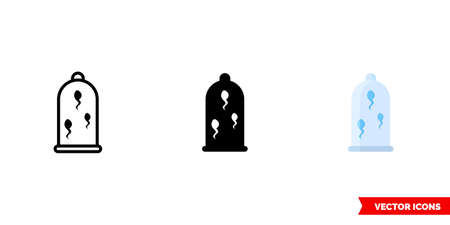 Sperm in condom icon of 3 types. Isolated vector sign symbol.のイラスト素材