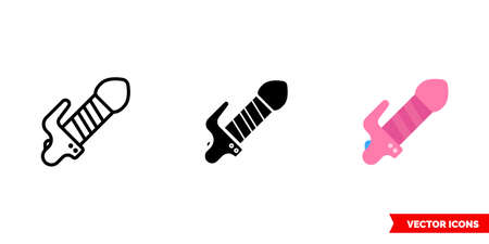 Dildo icon of 3 types. Isolated vector sign symbol.のイラスト素材
