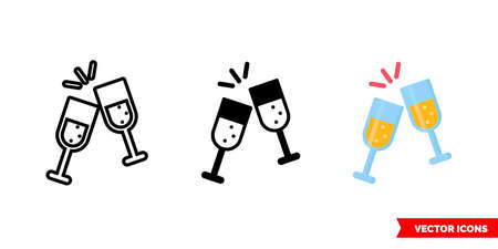 Champagne icon of 3 types. Isolated vector sign symbol.のイラスト素材
