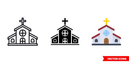 Church icon of 3 types. Isolated vector sign symbol.のイラスト素材
