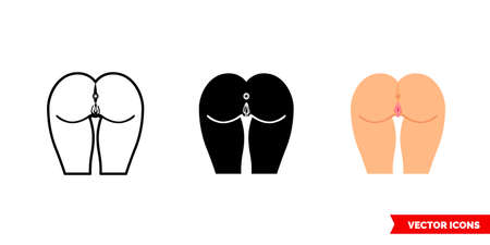 Anus icon of 3 types. Isolated vector sign symbol.のイラスト素材