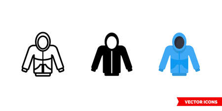 Hoodie icon of 3 types. Isolated vector sign symbol.のイラスト素材