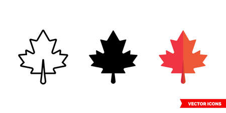 Maple leaf icon of 3 types. Isolated vector sign symbol.のイラスト素材