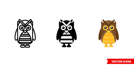 Owl icon of 3 types. Isolated vector sign symbol.のイラスト素材