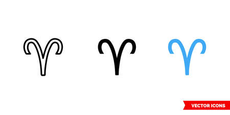 Aries icon of 3 types. Isolated vector sign symbol.のイラスト素材