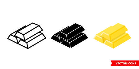 Gold bar icon of 3 types. Isolated vector sign symbol.のイラスト素材