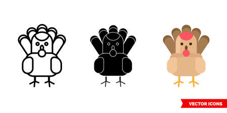 Turkey icon of 3 types. Isolated vector sign symbol.のイラスト素材