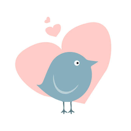 Cute gray bird on a background of hearts iconのイラスト素材