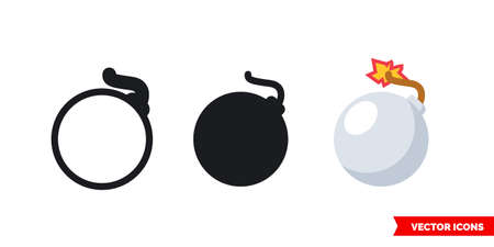 Bomb icon of 3 types. Isolated vector sign symbol.のイラスト素材