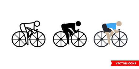 Cyclist icon of 3 types. Isolated vector sign symbol.のイラスト素材