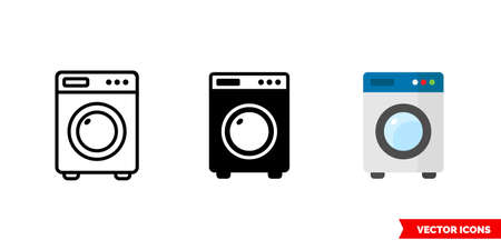 Washing machine icon of 3 types. Isolated vector sign symbol.のイラスト素材