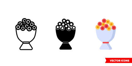 Bouquet icon of 3 types. Isolated vector sign symbol.のイラスト素材
