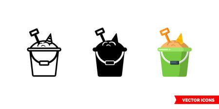 Bucket with sand icon of 3 types. Isolated vector sign symbol.のイラスト素材