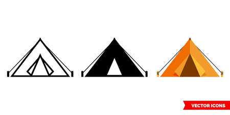 Camp or tent icon of 3 types. Isolated vector sign symbol.のイラスト素材