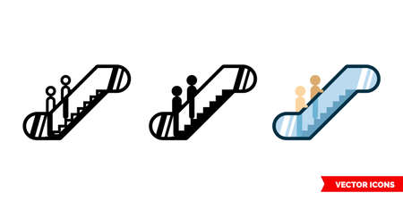 Escalator icon of 3 types. Isolated vector sign symbol.のイラスト素材