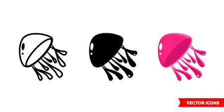 Jellyfish icon of 3 types. Isolated vector sign symbol.のイラスト素材