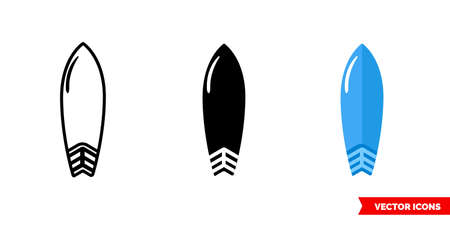 Surfboard icon of 3 types. Isolated vector sign symbol.のイラスト素材