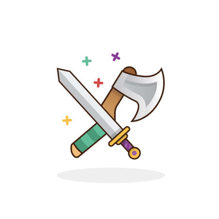 Sword and axe icon. Isolated vector sign symbol.のイラスト素材