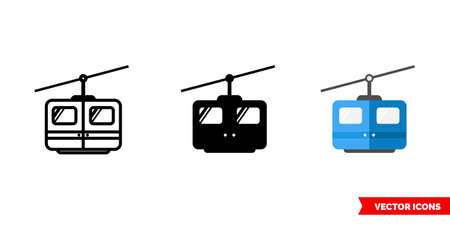 Cable car icon of 3 types. Isolated vector sign symbol.のイラスト素材