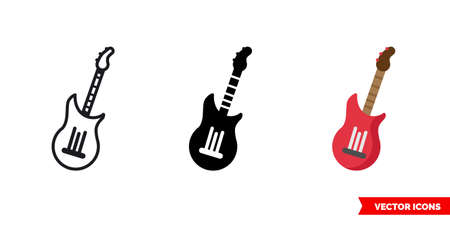 Electric guitar icon of 3 types. Isolated vector sign symbol.のイラスト素材