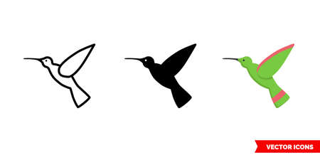 Hummingbird icon of 3 types. Isolated vector sign symbol.のイラスト素材