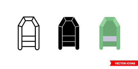Rubber boat icon of 3 types. Isolated vector sign symbol.のイラスト素材