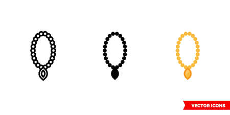 Necklace icon of 3 types color, black and white, outline. Isolated vector sign symbol.のイラスト素材