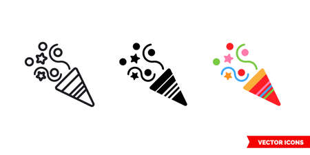 Party icon of 3 types color, black and white, outline. Isolated vector sign symbol.のイラスト素材