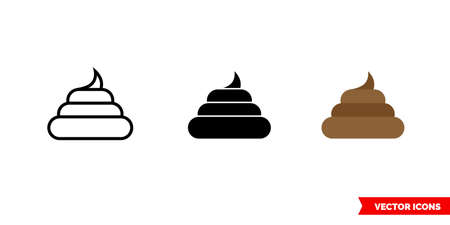 Pile of poo icon of 3 types color, black and white, outline. Isolated vector sign symbol.のイラスト素材