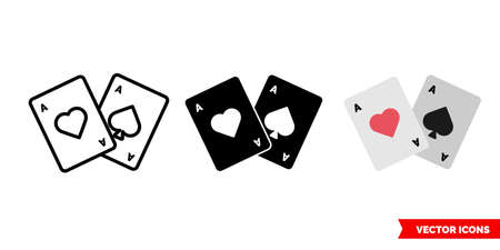 Playing cards icon of 3 types color, black and white, outline. Isolated vector sign symbol.のイラスト素材