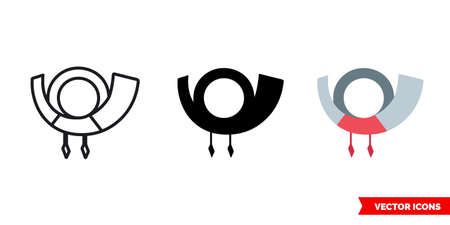 Post horn symbol icon of 3 types color, black and white, outline. Isolated vector sign symbol.のイラスト素材