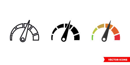 Speed icon of 3 types color, black and white, outline. Isolated vector sign symbol.のイラスト素材