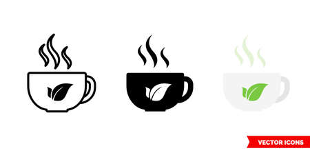 Tea icon of 3 types color, black and white, outline. Isolated vector sign symbol.のイラスト素材
