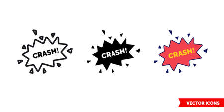 Crash icon of 3 types color, black and white, outline. Isolated vector sign symbol.のイラスト素材