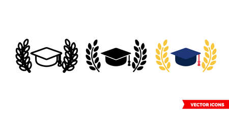 Awards icon of 3 types color, black and white, outline. Isolated vector sign symbol.のイラスト素材