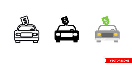 Car price icon of 3 types color, black and white, outline. Isolated vector sign symbol.のイラスト素材